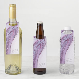 抽象芸術グリッター層結婚の薄紫ID903 ボトルネックタグ