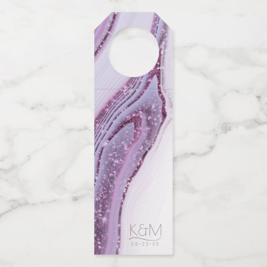 抽象芸術グリッター層結婚の薄紫ID903 ボトルネックタグ (正面)