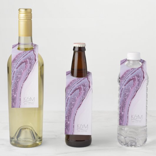 抽象芸術グリッター層結婚の薄紫ID903 ボトルネックタグ (インサイチュ)