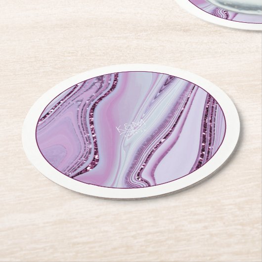 抽象芸術グリッター層結婚の薄紫ID903 ラウンドペーパーコースター (アングル)