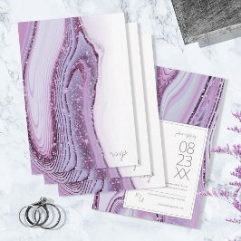 抽象芸術グリッター層結婚の薄紫ID903 出欠カード