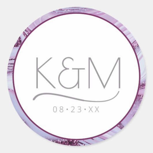 抽象芸術グリッター層縁どの薄紫ID903 ラウンドシール (正面)