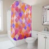 抽象芸術グリッター水色幾何学模様 シャワーカーテン (インサイチュ)