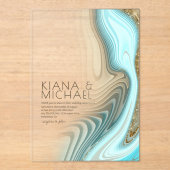 抽象芸術グリッター結婚層のID903 アクリル招待状 (正面)