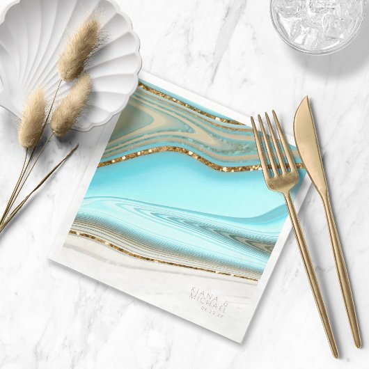 抽象芸術グリッター結婚層のID903 スタンダードカクテルナプキン