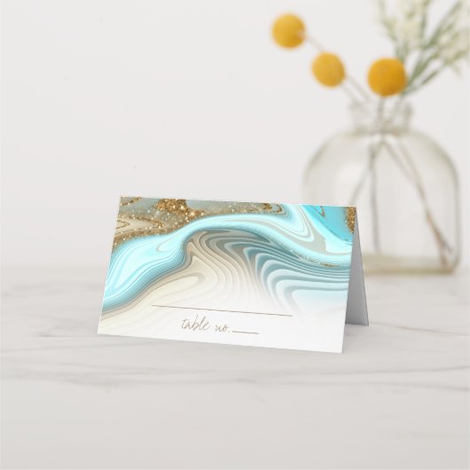 抽象芸術グリッター結婚層のID903 プレイスカード (正面)