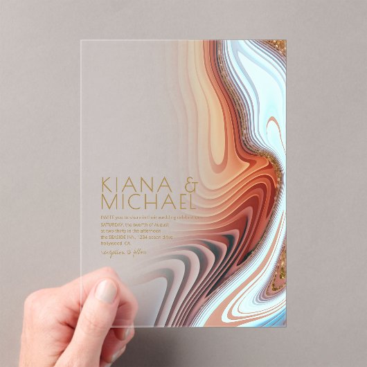 抽象芸術グリッター結婚層のSW ID903 アクリル招待状 (インサイチュ (ポータブル))