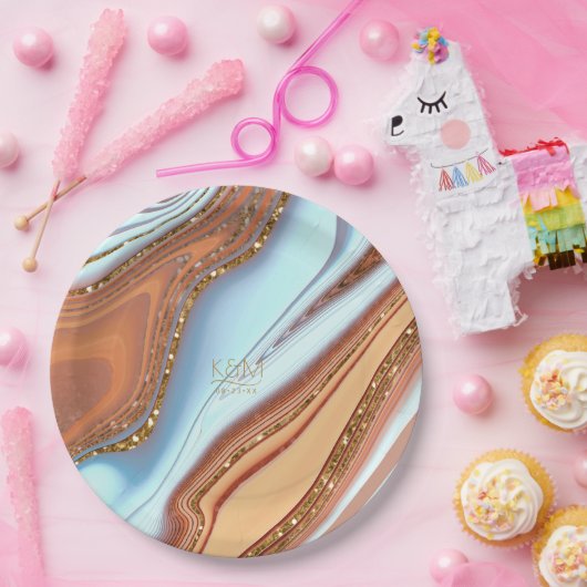 抽象芸術グリッター結婚層のSW ID903 ペーパープレート (パーティー)