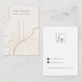 抽象芸術グリッター金ゴールドアイボリーヘアクリップピン表示 名刺 (正面/裏面)