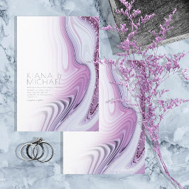 抽象芸術グリッターStrata結婚の薄紫/Wht ID903 招待状