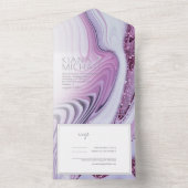 抽象芸術グリッターStrata結婚の薄紫/Whte ID903 オールインワン招待状 (内側)