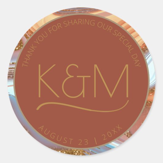 抽象芸術グリッターStrata 結婚's Thank You Rt ID903 ラウンドシール (正面)