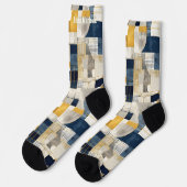 抽象芸術グリッドと円のパターンモダンカスタム ソックス (左)