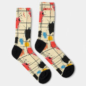 抽象芸術グリッド付きブラッシュストッモダンクスデザイン ソックス (右)