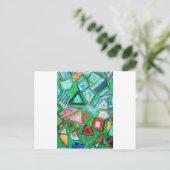 抽象芸術グリーンおもちゃの箱(ランダム絵を描パターン) ポストカード (スタンド正面)