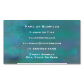 抽象芸術グリーンとパープルセレニティ マグネット名刺 (正面)