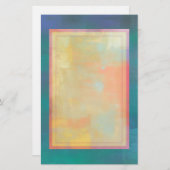 抽象芸術グリーンとパープルセレニティ 便箋 (正面/裏面)