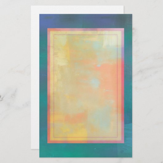 抽象芸術グリーンとパープルセレニティ 便箋 (正面/裏面)