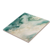 抽象芸術グリーンとフェイク金ゴールド水彩大理石 タイル (側面)