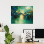 抽象芸術グリーンとブモダンルーズ ポスター (ホームオフィス)