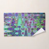 抽象芸術グリーンと紫の波状モザイクレトロ バスタオルセット (ハンドタオル)