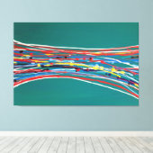 抽象芸術グリーンアーコンテンポラリート キャンバスプリント (インサイチュ (ウッドフロア))