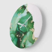 抽象芸術グリーンインク流体アート ラージ壁時計 (傾斜)