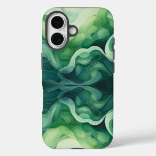 抽象芸術グリーンウェーブApple iPhone 16タフケース 16ケース
