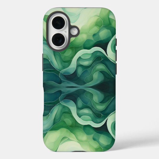 抽象芸術グリーンウェーブApple iPhone 16タフケース Case-Mate iPhoneケース (裏面)