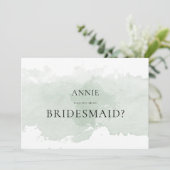 抽象芸術グリーンウォーターの色の花嫁提案カード 招待状 (スタンド正面)