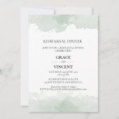 抽象芸術グリーンウォーター色のリハーサルディナー 招待状 (正面)