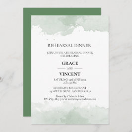抽象芸術グリーンウォーター色のリハーサルディナー 招待状