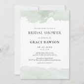 抽象芸術グリーンウォーター色ブライダルシャワー招待 招待状 (正面)