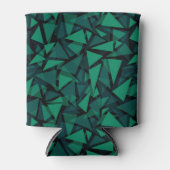 抽象芸術グリーンエメラルド多角形投げピル 缶クーラー (正面)