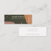 抽象芸術グリーンオレンジのリーフィスタッドイヤリングディスプレイ スキニー名刺 (正面/裏面)