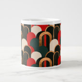 抽象芸術グリーンオレンジホワイト ジャンボコーヒーマグカップ (正面)