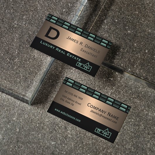 抽象芸術グリーンカッパーラグジュアリーメタリックアートパターン 名刺