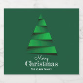 抽象芸術グリーンクリスマスツリー スパークリングワインラベル (シングルラベル)