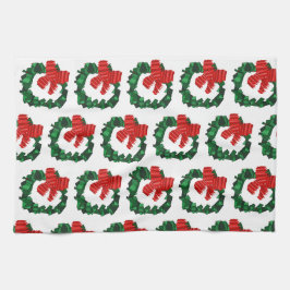 抽象芸術グリーンクリスマスリースキッチンタオル キッチンタオル