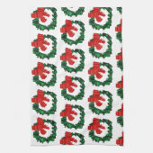 抽象芸術グリーンクリスマスリースキッチンタオル キッチンタオル (縦)