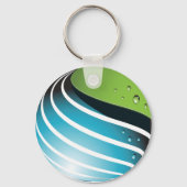 抽象芸術グリーングローブモダン地球 キーホルダー (正面)
