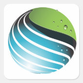 抽象芸術グリーングローブモダン地球 スクエアシール (正面)