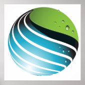 抽象芸術グリーングローブモダン地球 ポスター (正面)