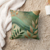 抽象芸術グリーンゴールデンリーフアートワークスタイル26 クッション (ブランケット)