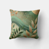 抽象芸術グリーンゴールデンリーフアートワークスタイル26 クッション (裏面)