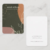 抽象芸術グリーンサビの葉のネックレスイヤリングディスプレイ 名刺 (正面/裏面)