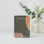 抽象芸術グリーンサビの葉のネックレスイヤリングディスプレイ 名刺 (スタンド正面)