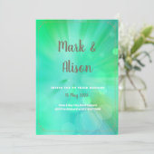 抽象芸術グリーンサークル結婚式招待状 招待状 (スタンド正面)