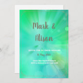 抽象芸術グリーンサークル結婚式招待状 招待状 (正面/裏面)
