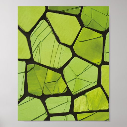 抽象芸術グリーンジオメトリックモザイク ポスター (正面)